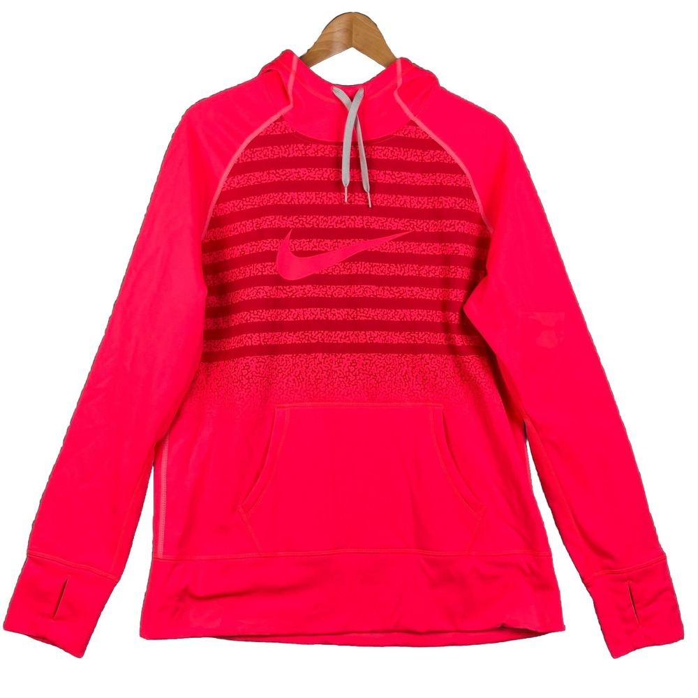 Nike Therma Fit Hoodie All Time Mezzo Print Sweatshirt Womens XL Pink 684674 601